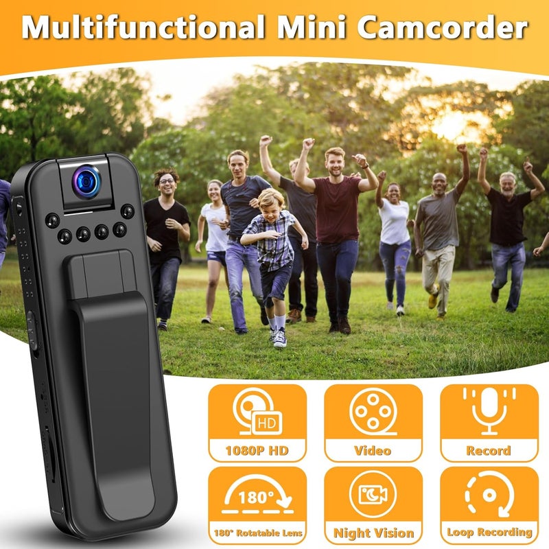 WFULM Hidden Body Camera HD 1080P Mini Body Came with Night Vision Wearable Camcorder with 180° Rotatable Lens and Sturdy Clips Small Video Recorder for Security, Indoor, Outdoor - Image 2